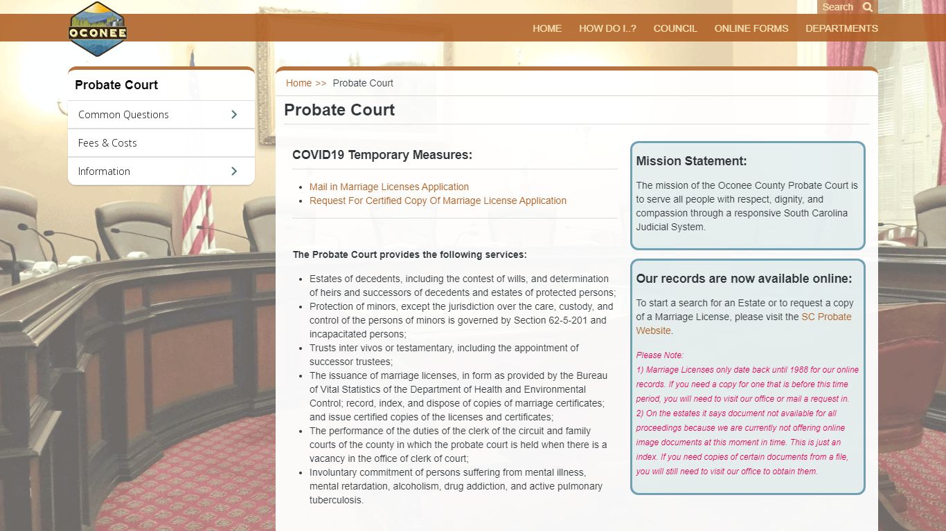 Probate Court - Oconee County, SC