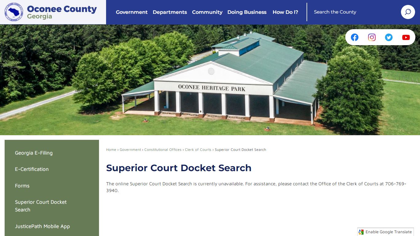 Superior Court Docket Search | Oconee County, GA